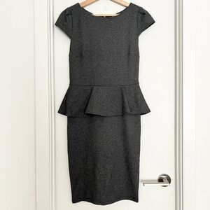 Alice + Olivia x Scoop Peplum Pencil Dress Size 6 Gray Minimalist Retro Bodycon